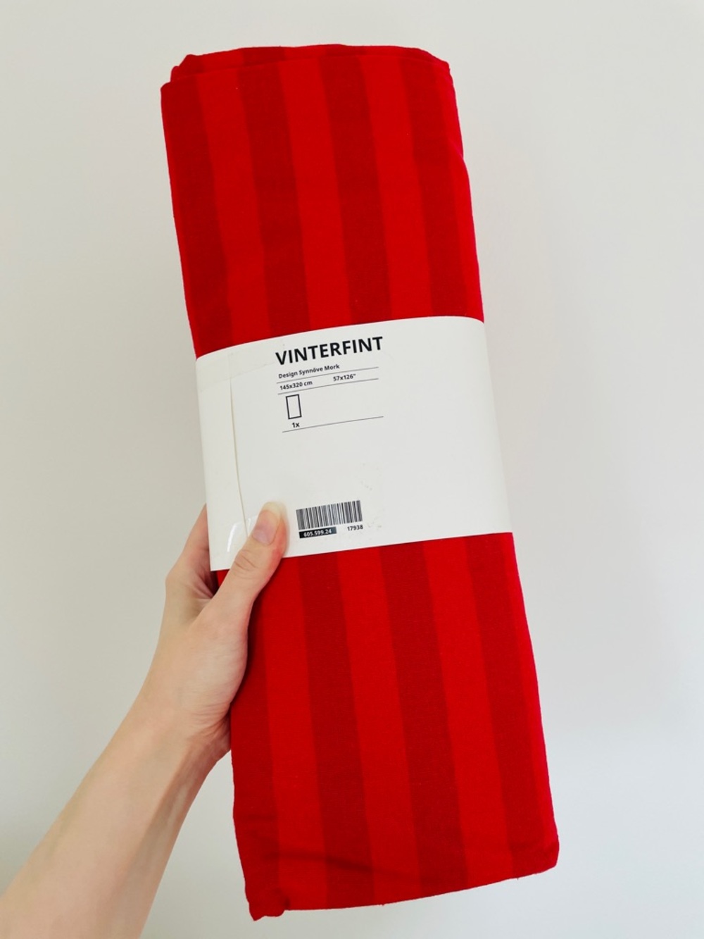 IKEA VINTERFINT Tablecloth, stripe pattern red, 57x126"